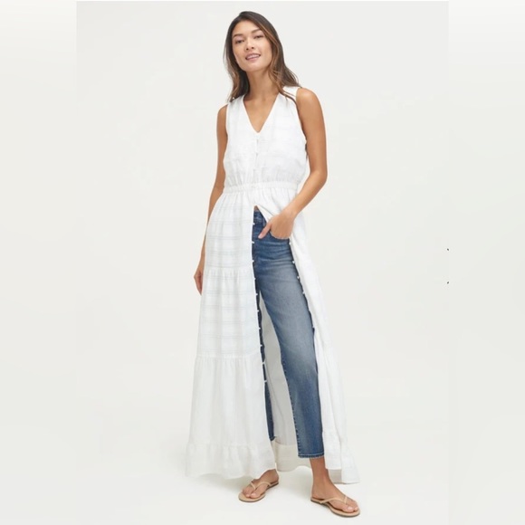 NWT Splendid Womens Northstar white Cotton Tiered Casual Maxi Dress - Small - Picture 3 of 6